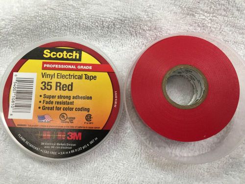 Scotch Professional Grade Vinyl Electric Tape 35 Red, 3M, 3/4&#034; x 66&#039; Strong