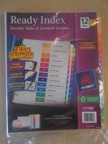 Avery Ready Index Table of Contents Dividers, 12-Tab Set, 6 Sets (11196) New