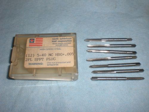 7PCS 5 40 NC HSG +.005 2 FLUTE SPIRAL POINT PLUG TAPS#5 USA MADE &amp; USA SELLER