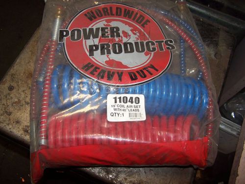 NEW POWER PRODUCTS 15&#039; LONG COIL AIR SET HOSE 11040 WITH 40&#034; LEADS