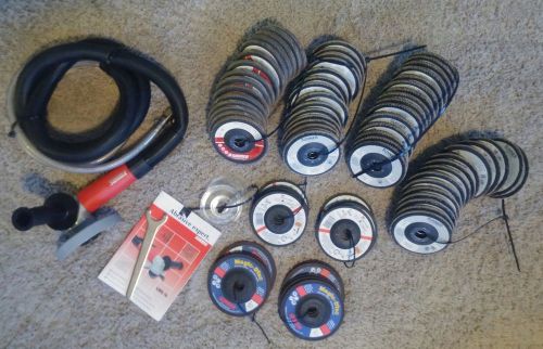 Suhner lwg 12, pneumatic/air 12,000 rpm 4-1/2&#034; right angle grinder plus 80 discs for sale