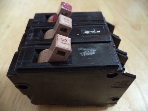 Lot of 3 CUTLER HAMMER CH115 1 pole 15 amp CIRCUIT BREAKERS, Metal Tabs TESTED