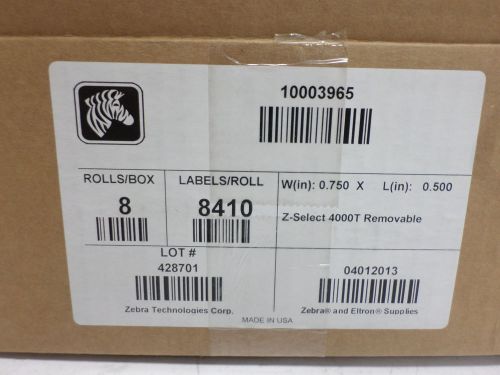 Box of (8) Zebra Z-Select 4000T Removable Thermal Labels (10003965)  - NEW