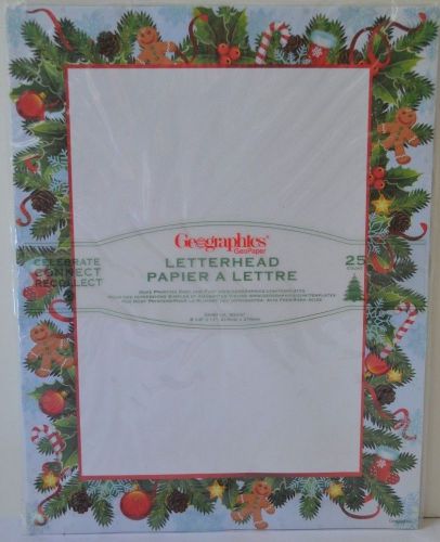 Geographics Christmas Candy Cookie Wreath Letterhead Stationery Printer 25 ct