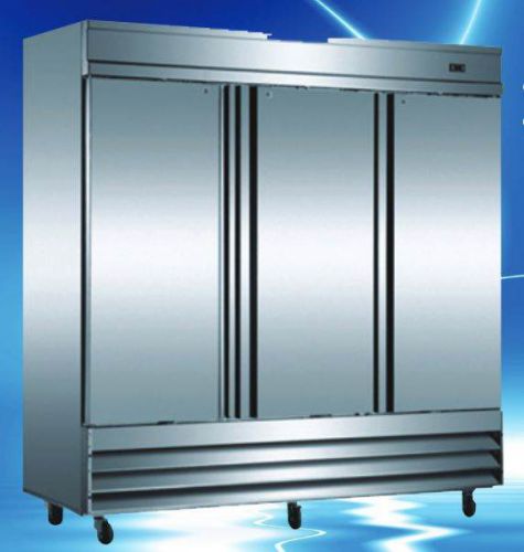 Omcan fr-cn-2057 66cf 3-door 81&#034; stainless steel commercial reach-in freezer new for sale