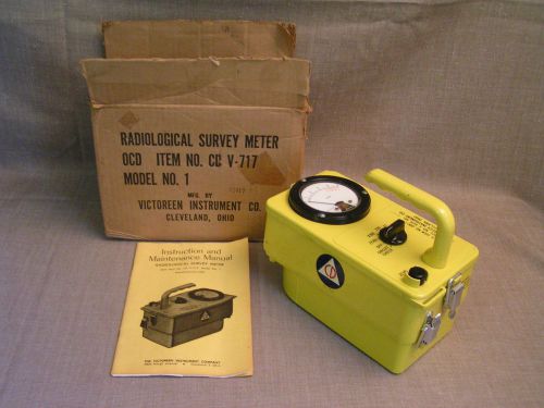 1960s Victoreen Cold War Atomic Bomb Radiation Meter Geiger Counter w/Box &amp; Book