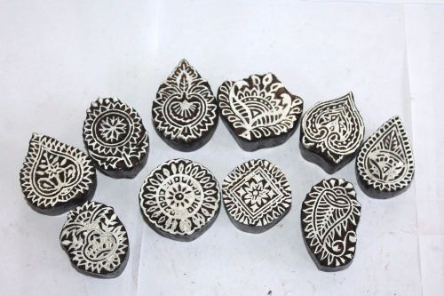 Lot of 10 traditional handcarved wooden textile/fabric/tattoo print blocks #001 for sale