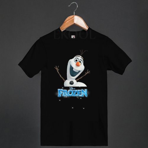 Disney Frozen Olaf The Snowman Face Black T-Shirt Size S-3XL