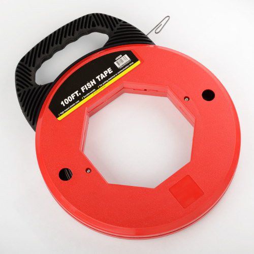 100 ft fish tape electrician reel pull wires cable steel hand puller tool for sale