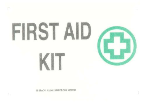 Brady 122902 first aid kit, 10&#034; height, 7&#034; width, brown on white, new for sale