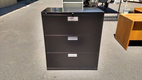 *file cabinet 3 drawer lateral 36&#034;w black with key &amp; lock hon wedeliverlocallyca for sale