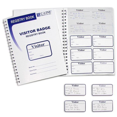 C-Line Visitor Badges with Registry Log, 150 Badges per Book, 1 Registry 97030