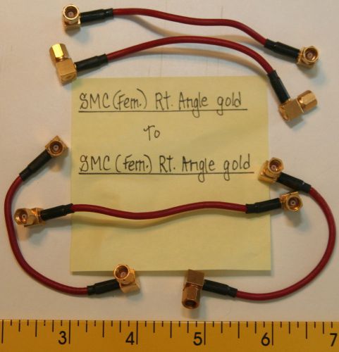 (5) SMC(Female) Right Angle Gold to SMC(Female) Right Angle Gold Cables 4&#034;