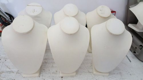 LOT OF 6 USED 11&#034; TALL LEATHER MANNEQUIN BUST NECKLACE AND PENDANT HOLDERS