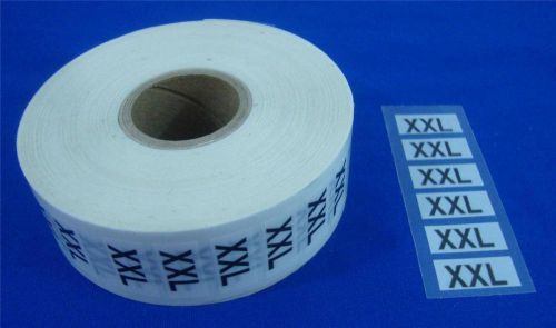 500 Wrap Around Clothing &#034; XXL &#034; Size Labels Self-Adhesive Retail Store Supplies