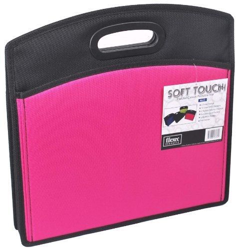 Filexec Soft Touch Padded Canvas Portable File, 13 Pockets, Hot Pink, 1 Piece