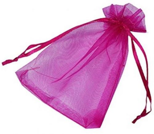 Bluecell Pack Of 50 Hot Pink Color Organza Drawstring Gift Bag Pouch Wrap For )
