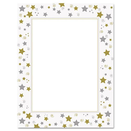 Design Paper, 24 lbs., Stars &amp; Swirls, 8 1/2 x 11, White, 40/Pack