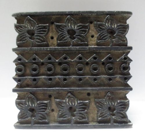 WOODEN HAND CARVED TEXTILE TJAP PRINTER FABRIC BLOCK STAMP VINTAGE DESIGN 03