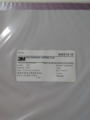 3M 661X Diamond Lapping Film 1MIC 3MIL 8.5 x 8.5 inches 10sheets pack
