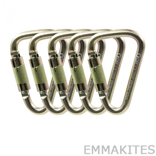 5Pcs 40kN Auto Locking Steel Carabiner Large Opening Fall Protection Climbing