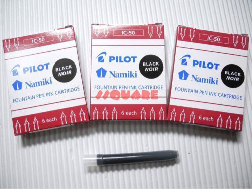 72 x Pilot IC-50 Namiki Fountain Pen Ink Cartridges 78G Prera, Black (12 Boxes)