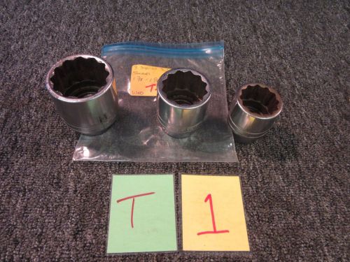 3 SNAP-ON 3/4&#034; DRIVE IMPACT SOCKET LDH RATCHET TOOL 12 POINT HEAVY DUTY USED