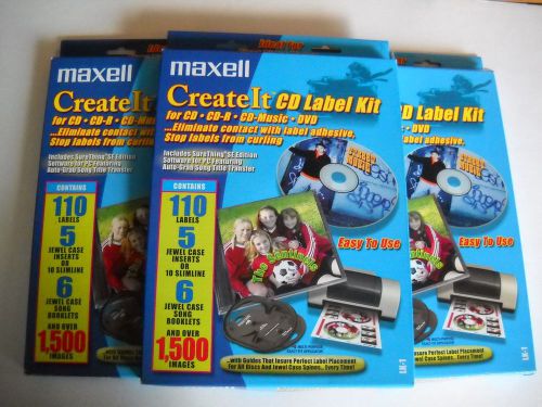 Maxell create it -cd label kit (3 boxes) easy to use lk-1 discontinued model nip for sale