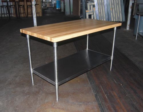 NEW 72&#034; x 30&#034; BUTCHER BLOCK TABLE ISLAND with STAINLESS STEEL BASE from EAGLE!