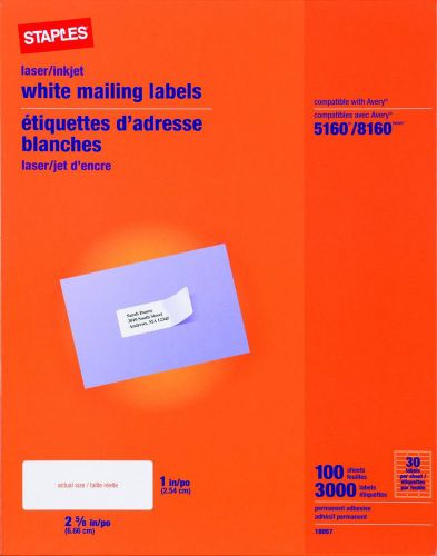 White inkjet-laser address labels, staples, 3000 labels for sale
