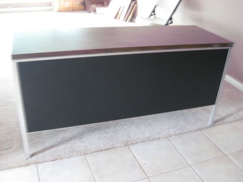 Steelcase Credenza, black chrome and wood laminate, office furniture, storage