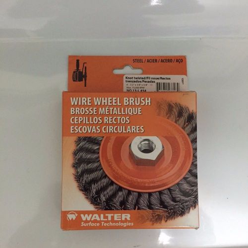 Walter wire wheel brush knot twisted carbon steel 4-1/2&#034; x 3/8 x 5/8 for sale