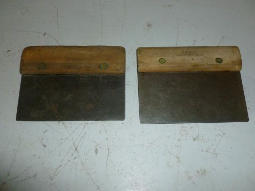 2-Vintage Baker&#039;s Scrapers with Wood Handle! Been Used.