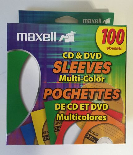 Maxell Multi-Color CD/DVD Sleeves - 100 Pack (190132) New