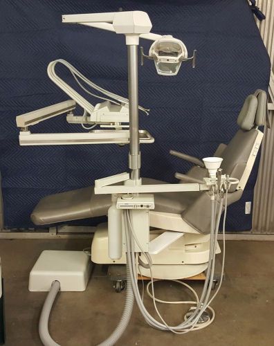 Refurbished royal dental chair with mcc euro style unit and pelton / crane light for sale