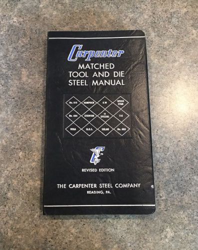 Vintage 1967 Carpenter Matched Tool &amp; Die Steel Set Manual Guide Book
