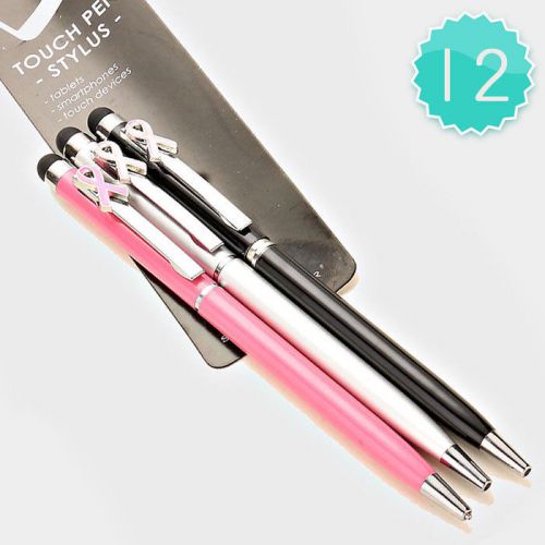 12 pc. Pink Ribbon / Breast Cancer Awareness Stylus Pens