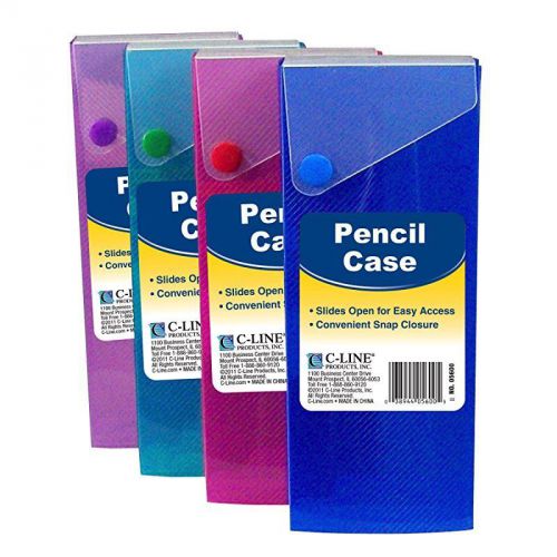 C-line slider pencil case, poly, pack of 24 pencil cases, assorted colors (05600 for sale