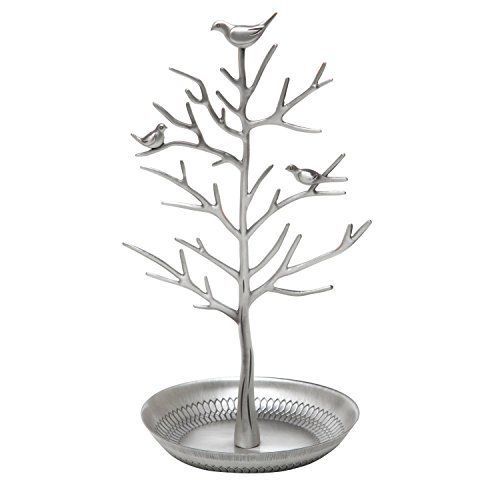 Inviktus Silver Birds Tree Jewelry Stand Display Earring Necklace Holder Organiz