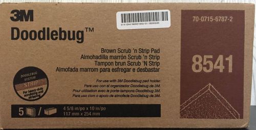 3M 8541 Doodlebug Brown Scrub &#039;n Strip Pads - 10&#034; x 4-5/8&#034; - Box of 5