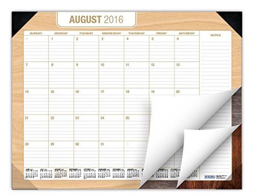 17 Month Dated Desk Pad - (August 2016 - December 2017) (1-Pack Wood Patterns)