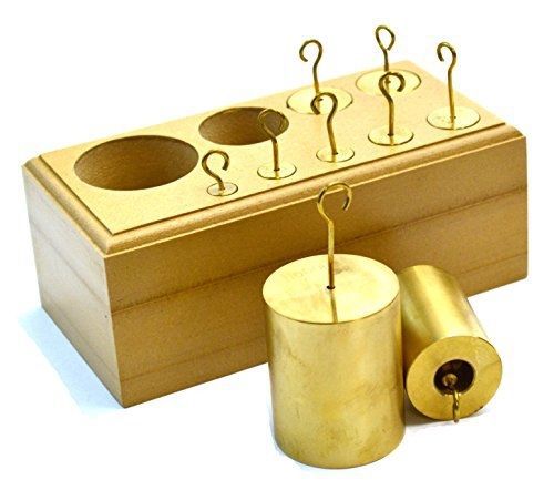 EISCO Eisco Labs Hooked Brass Weights, Set of 9 weights, 10-1000g in wooden