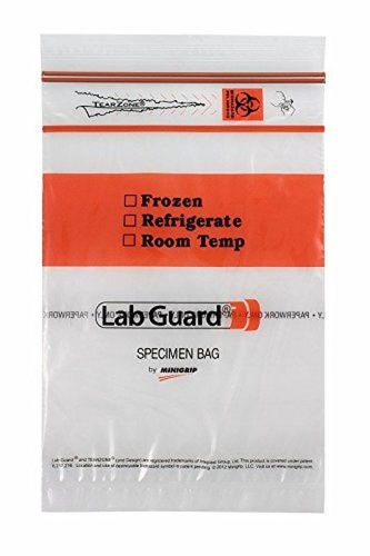 Lab Guard SBL2X69B Polyethylene (LDPE/LLDPE Blend) Specimen Bag with TearZone...