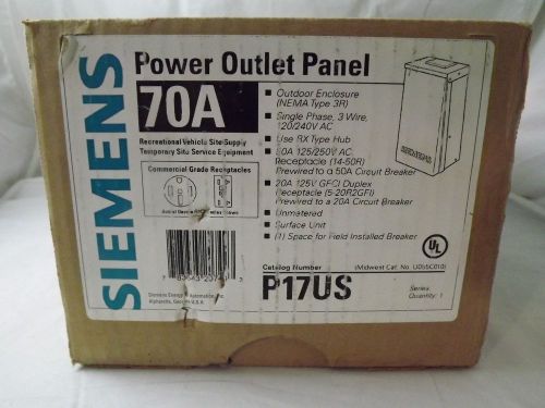 NEW SIEMENS 70 AMP P17US POWER OUTLET PANEL NEW OLD STOCK