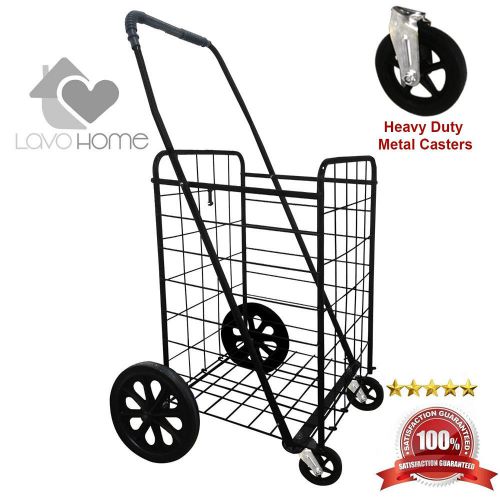 New premium heavy duty metal caster swivel front wheels folding shopping cart for sale