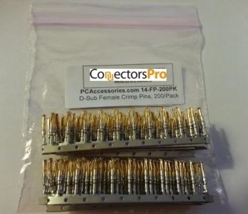 PC Accessories - Connectors Pro D-Sub Female Crimp Pins, 200/Pack Gold Plated DB