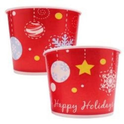 [ Momokas Apron ] 48 ct Christmas Dessert Paper Cup Set 16 oz with Dome Lids and