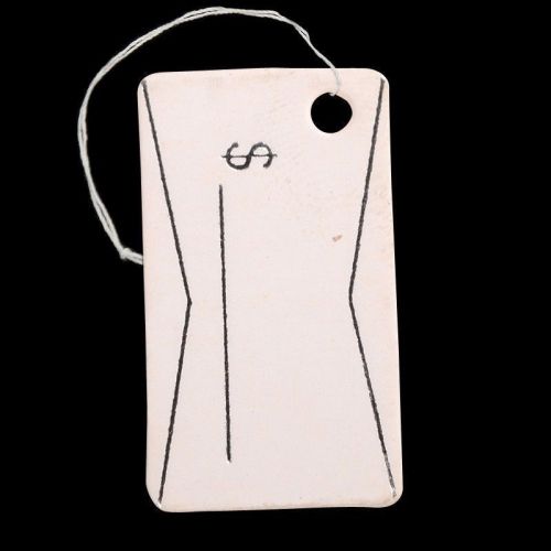 1bag Craft Rectangle Jewelry Display Paper Price Tags Cotton Cord Lable 25x14mm