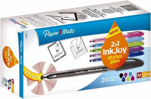 PAPERMATE 2 IN 1 INK JOY STYLUS 24 PACK ASSORTED COLORS  MED PT PEN NEW 1924372