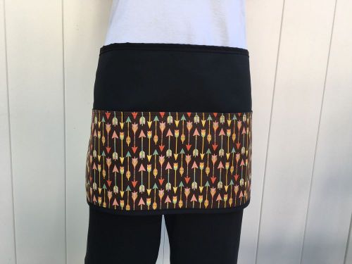 Black  Arrows Abstract server waitress waist apron 3 pocket Restaurant Cafe Bar